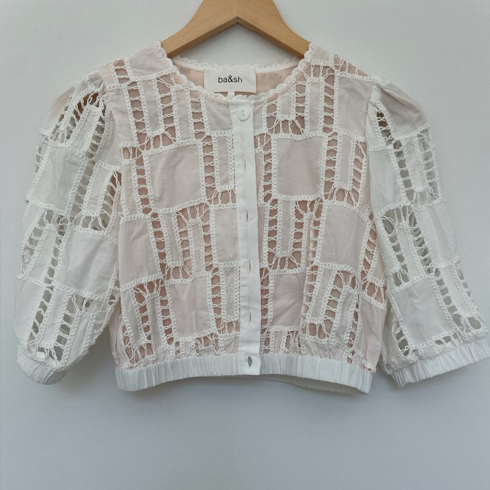 ba&sh White Lace Crop Top